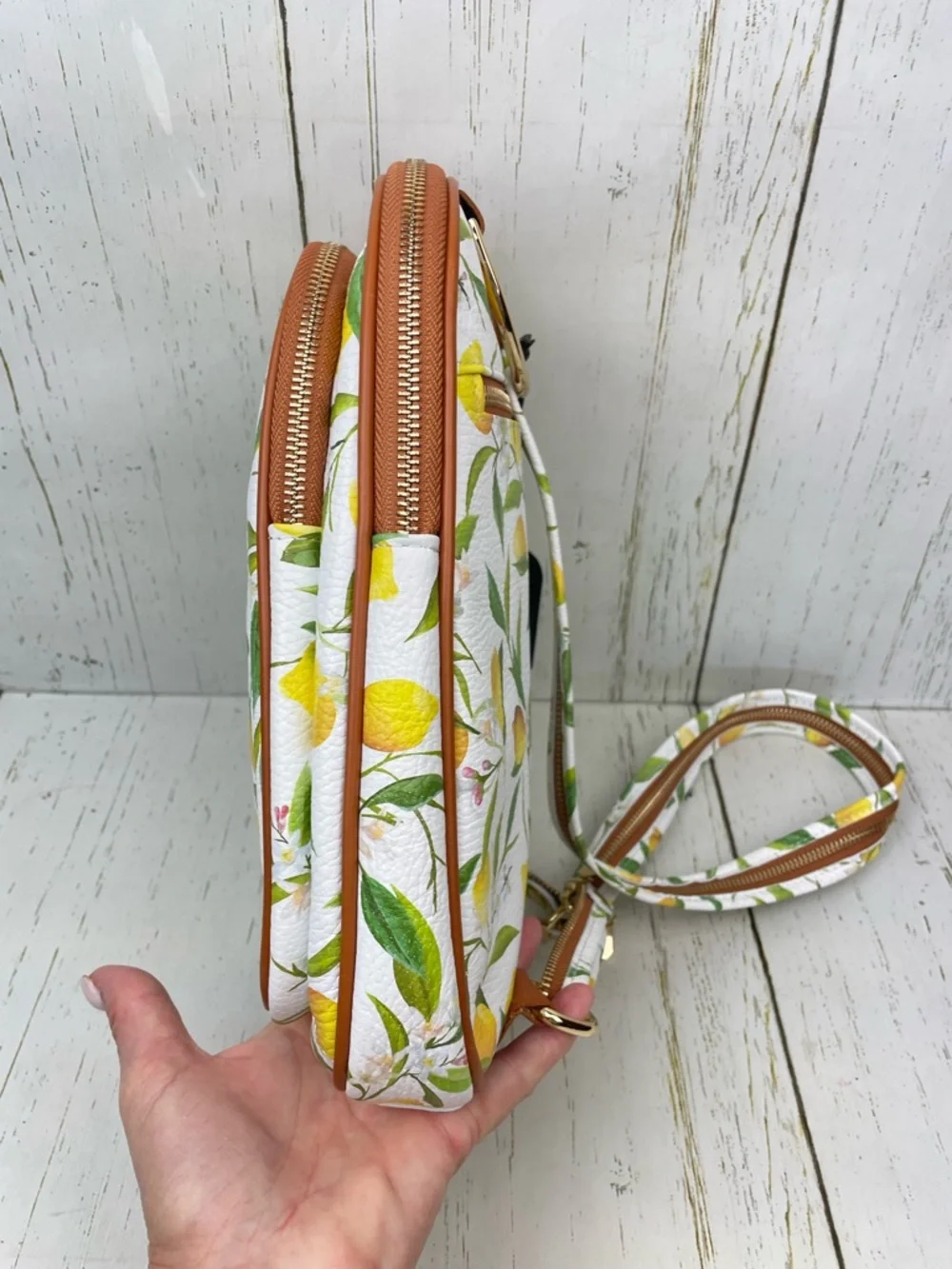 Valentina Pebble Leather Backpack/Sling Bag *Lemon Print *Made In Italy 🍋🇮🇹‎